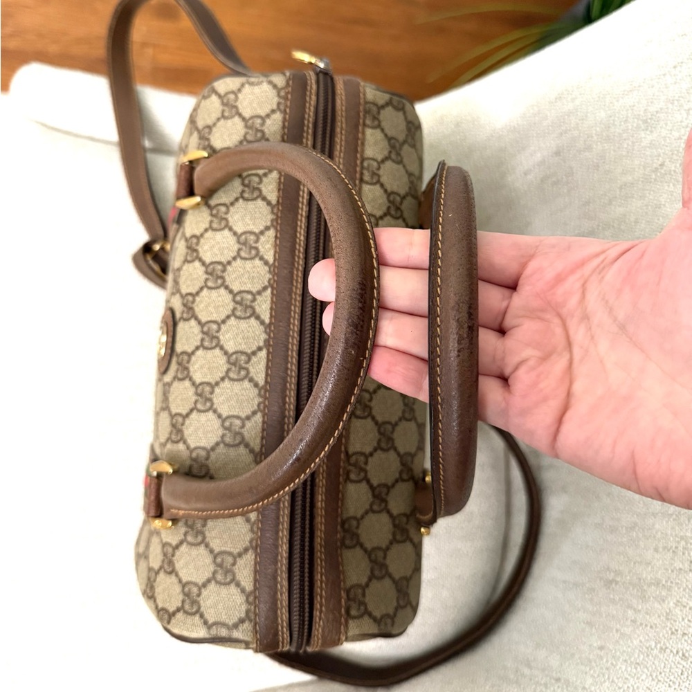 Gucci Brown GG Canvas Satchel with Green and Red Web Stripes - Picture 11 of 16
